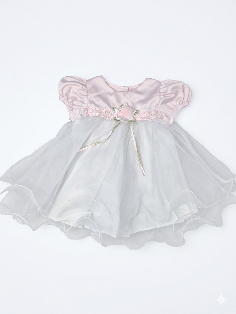 VTG 90's Y2k Rare Too Pink White Tulle Organza Dress 6-9M
